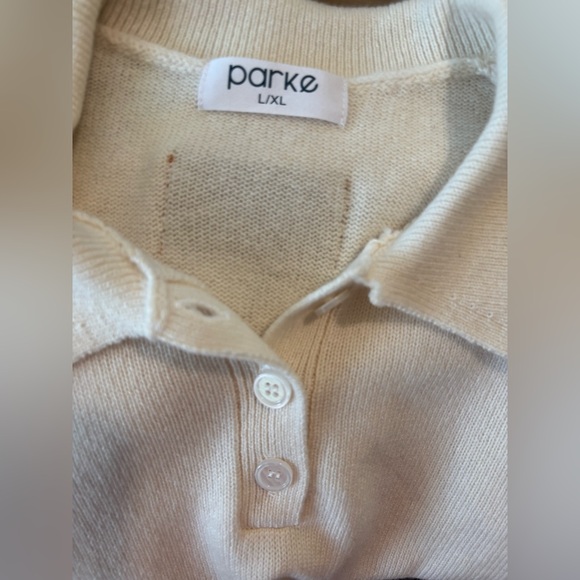 Parke Cashmere and Wool Polo Sweater In Cream Size L/XL - Picture 10 of 14